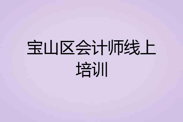 宝山区会计师线上培训