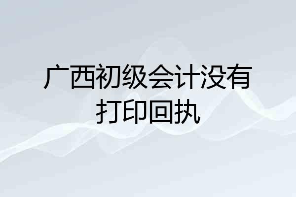 广西初级会计没有打印回执