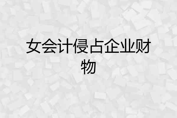 女会计侵占企业财物