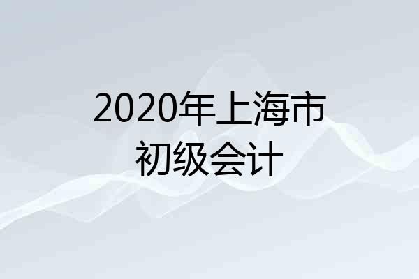 2020年上海市初级会计