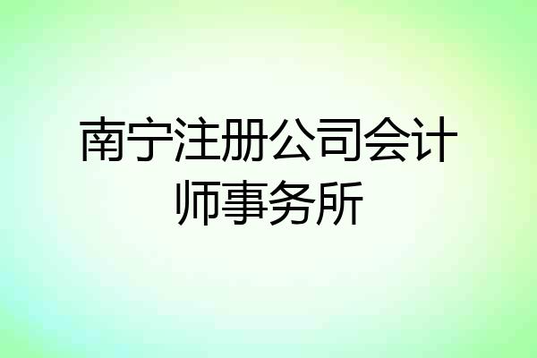 南宁注册公司会计师事务所
