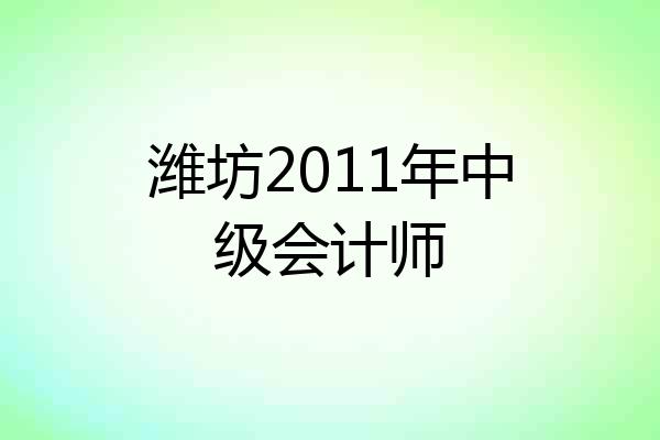 潍坊2011年中级会计师