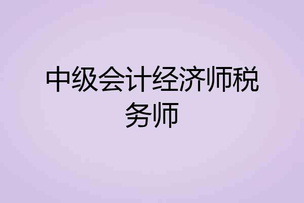 中级会计经济师税务师