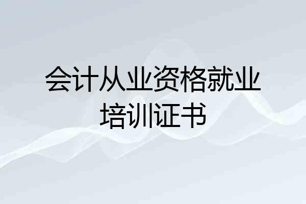 会计从业资格就业培训证书