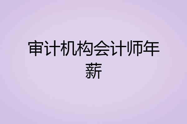 审计机构会计师年薪