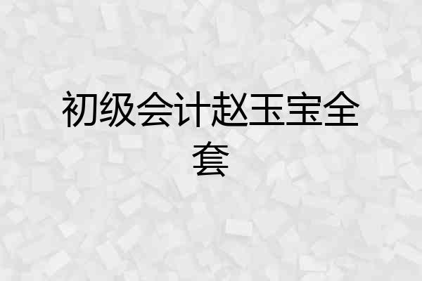 初级会计赵玉宝全套