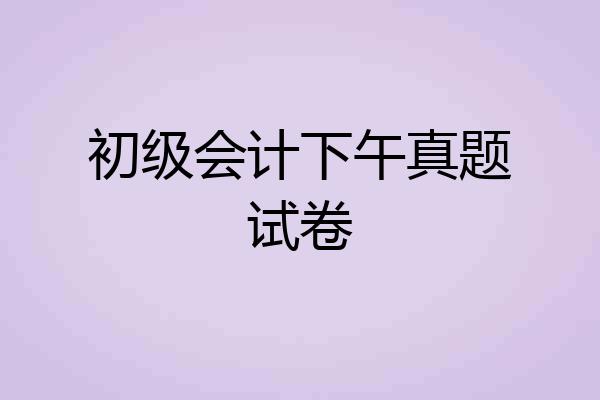 初级会计下午真题试卷
