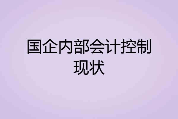 国企内部会计控制现状