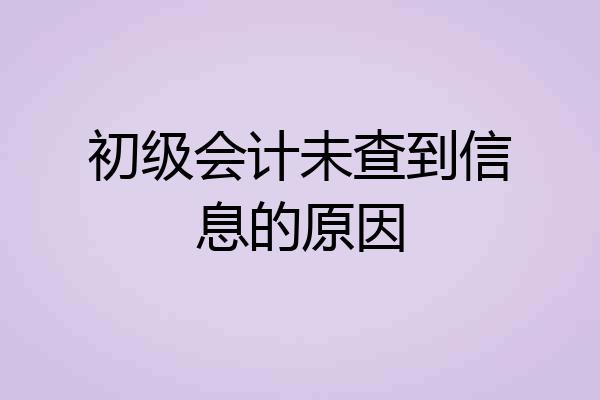 初级会计未查到信息的原因