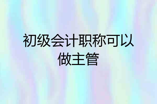初级会计职称可以做主管