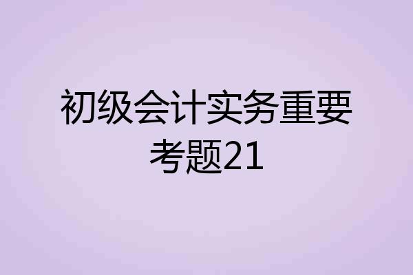 初级会计实务重要考题21