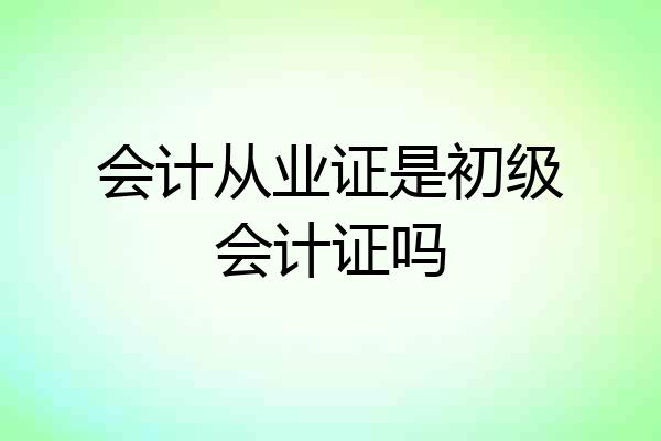 会计从业证是初级会计证吗