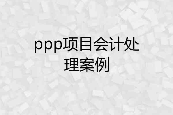 ppp项目会计处理案例