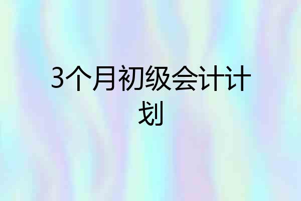 3个月初级会计计划