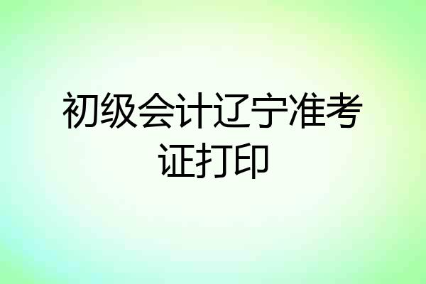 初级会计辽宁准考证打印