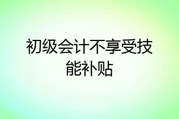 初级会计不享受技能补贴