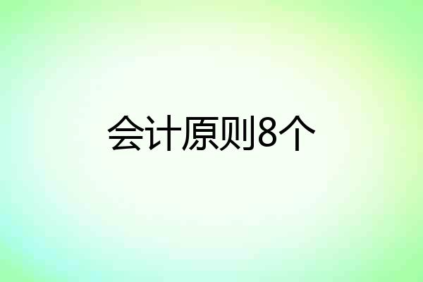会计原则8个