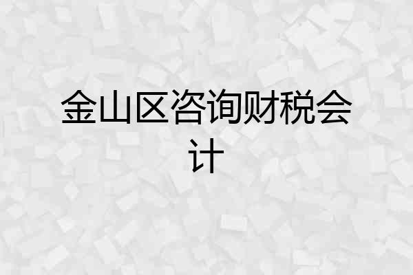 金山区咨询财税会计