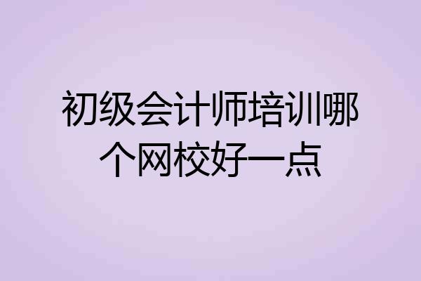 初级会计师培训哪个网校好一点