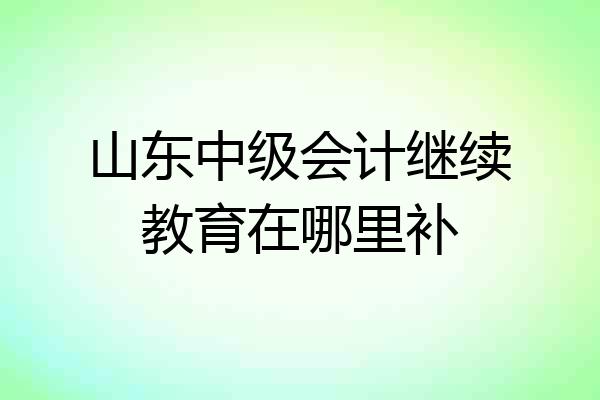 山东中级会计继续教育在哪里补