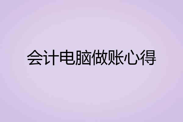 会计电脑做账心得
