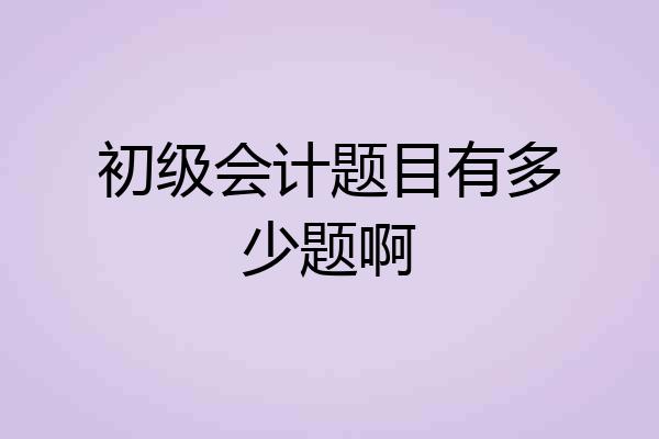 初级会计题目有多少题啊