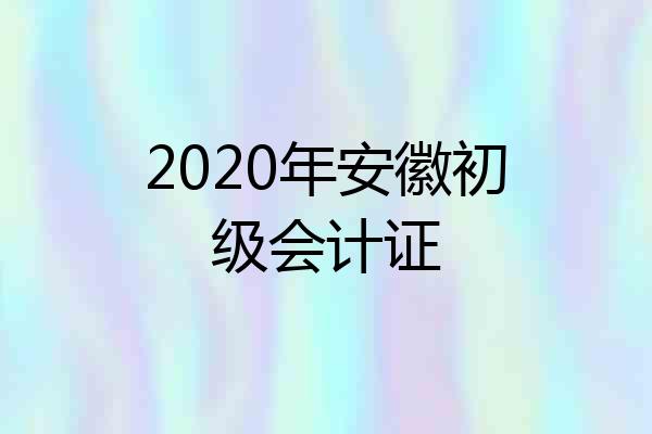 2020年安徽初级会计证