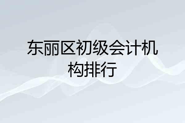 东丽区初级会计机构排行