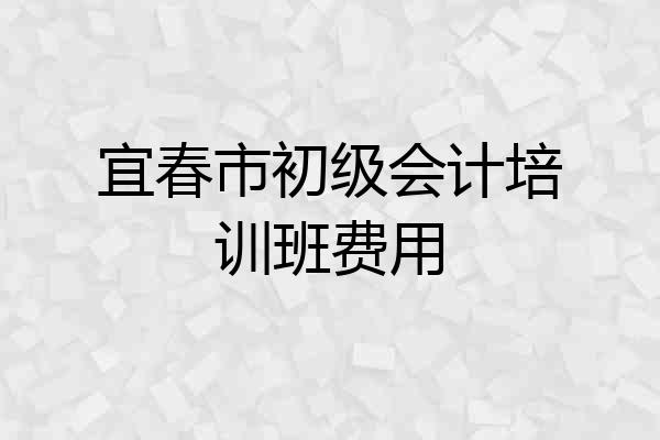 宜春市初级会计培训班费用