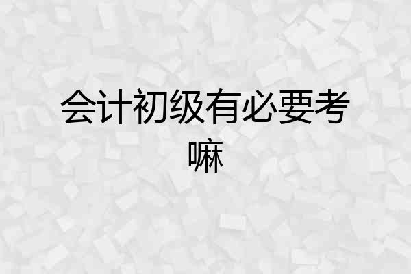 会计初级有必要考嘛