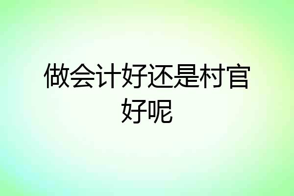 做会计好还是村官好呢