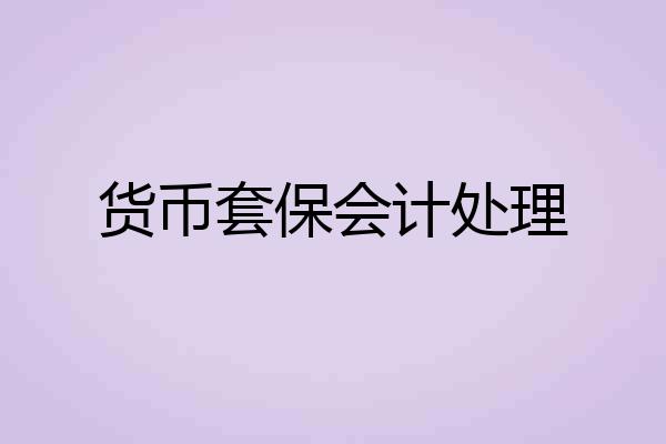 货币套保会计处理