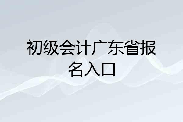 初级会计广东省报名入口