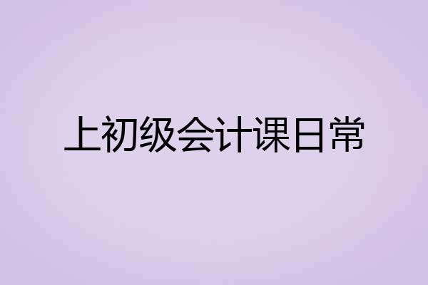 上初级会计课日常