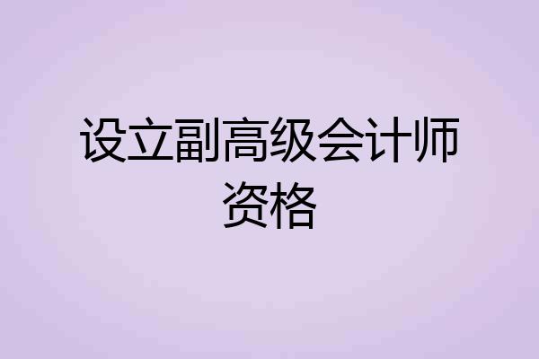 设立副高级会计师资格