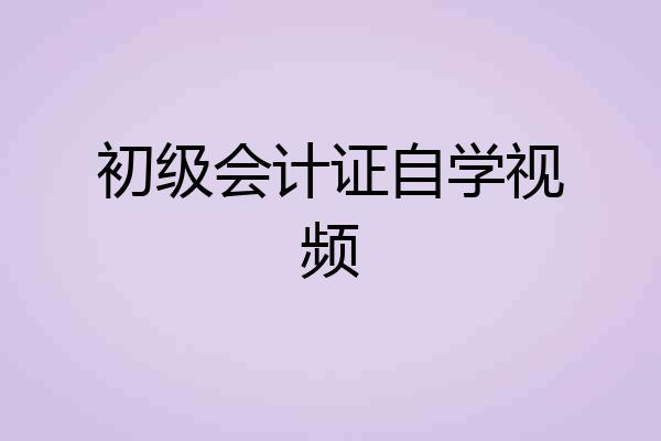初级会计证自学视频