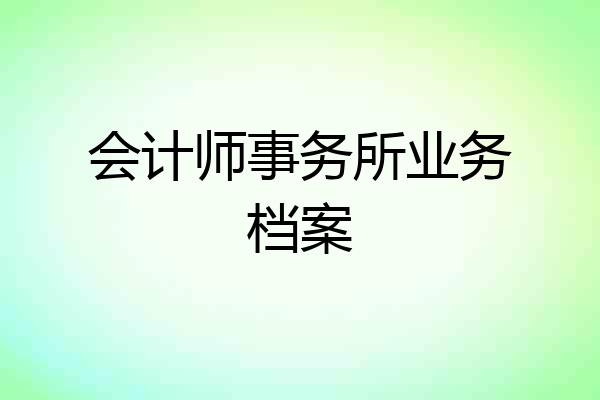 会计师事务所业务档案