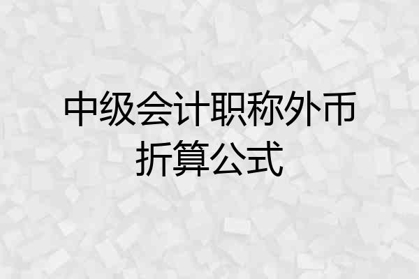 中级会计职称外币折算公式