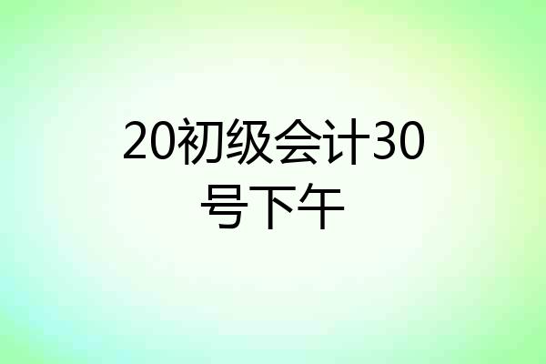 20初级会计30号下午