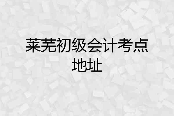 莱芜初级会计考点地址