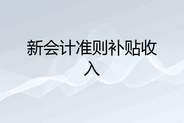 新会计准则补贴收入