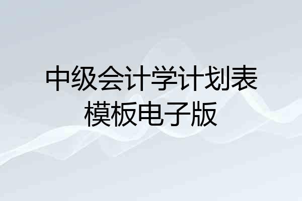 中级会计学计划表模板电子版