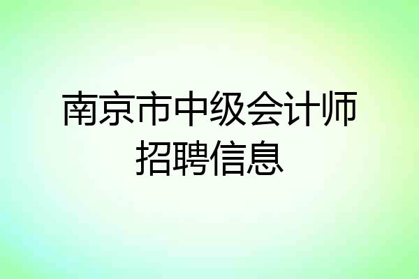 南京市中级会计师招聘信息