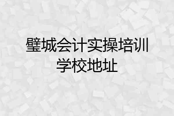 璧城会计实操培训学校地址