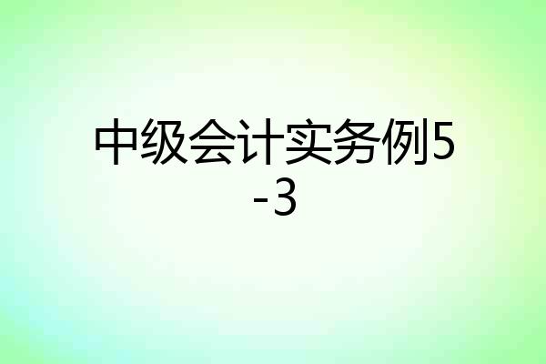 中级会计实务例5-3