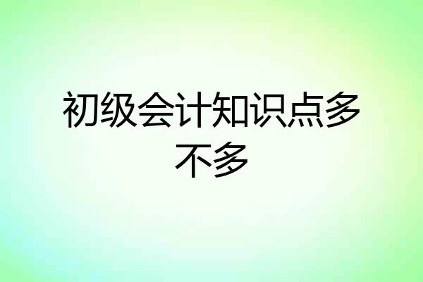 初级会计知识点多不多
