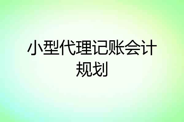 小型代理记账会计规划