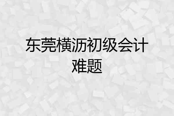 东莞横沥初级会计难题