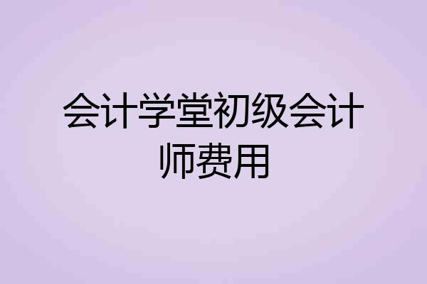 会计学堂初级会计师费用