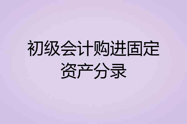 初级会计购进固定资产分录